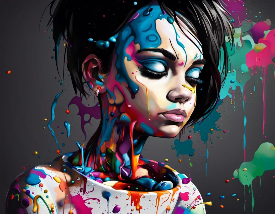 Playground Pixie with Teacup in Graffiti Art Style