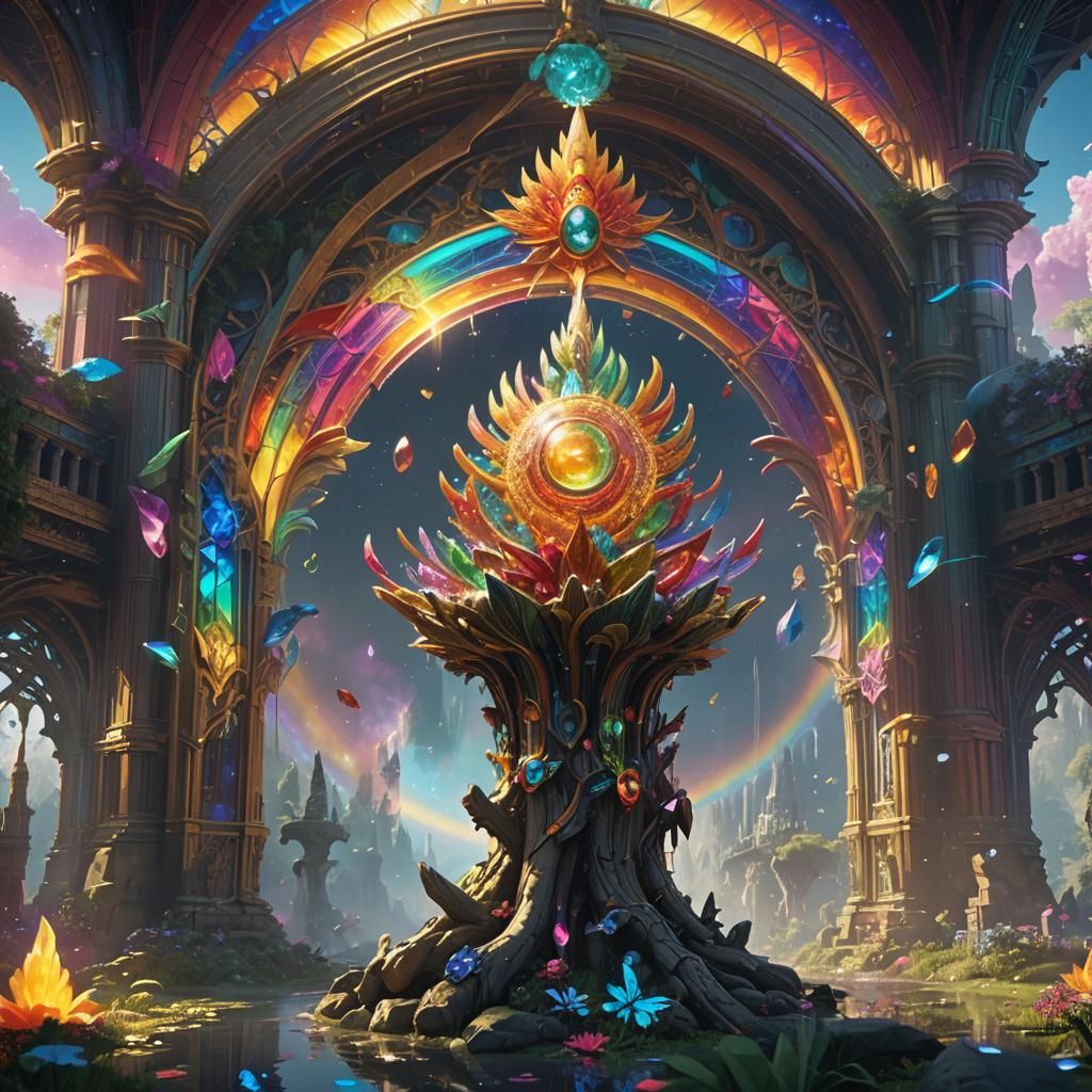 Shambhala Crystal Palace with Rainbow Light Beings