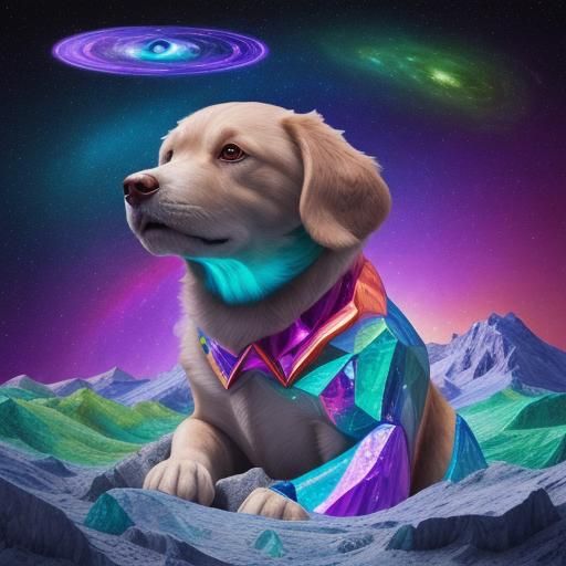 Dog on Earth Mountain: Holographic Astral Cosmic Art