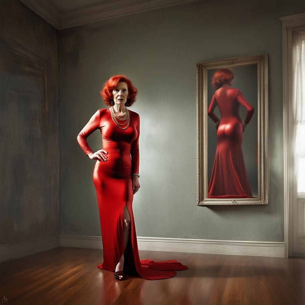Redhead Spy in Transparent Dress, Sinister Art