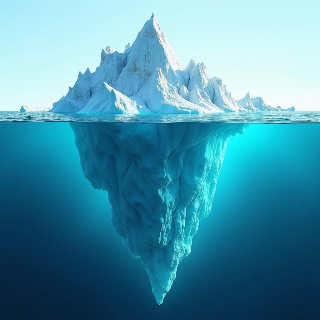 Panoramic Iceberg in Turquoise Depths: Photorealistic Digita...