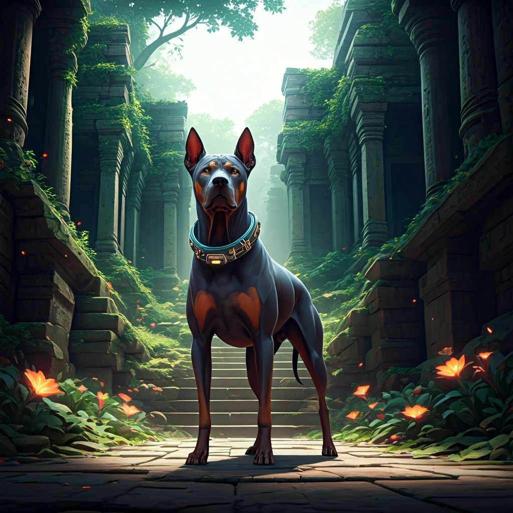 Futuristic Thai Ridgeback in Ancient Temple Ruins