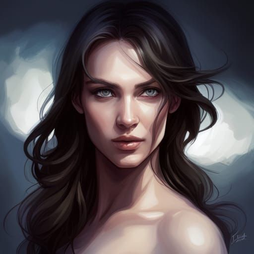 Ethereal Woman Portrait in Art Nouveau Style