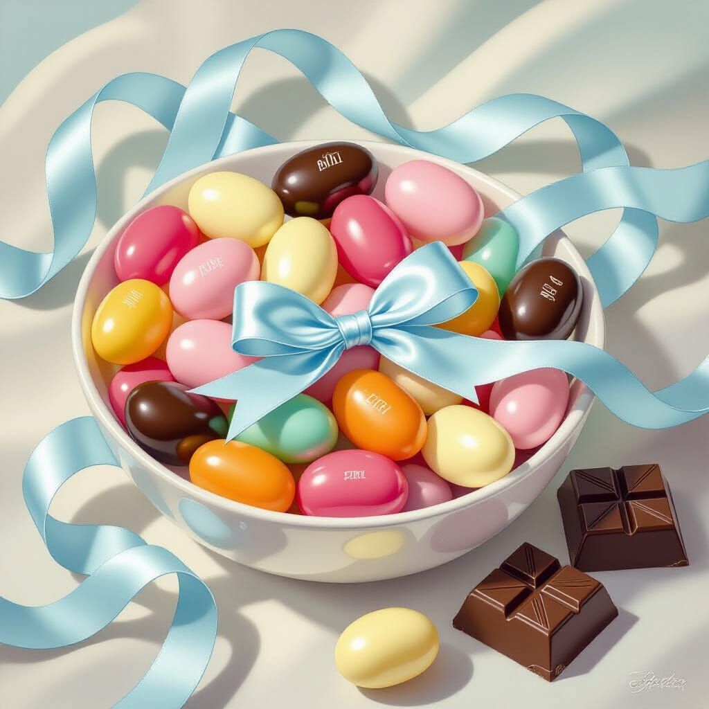 Vibrant Sweets: Tiny Jellybeans & Giant Chocolate Drops with...