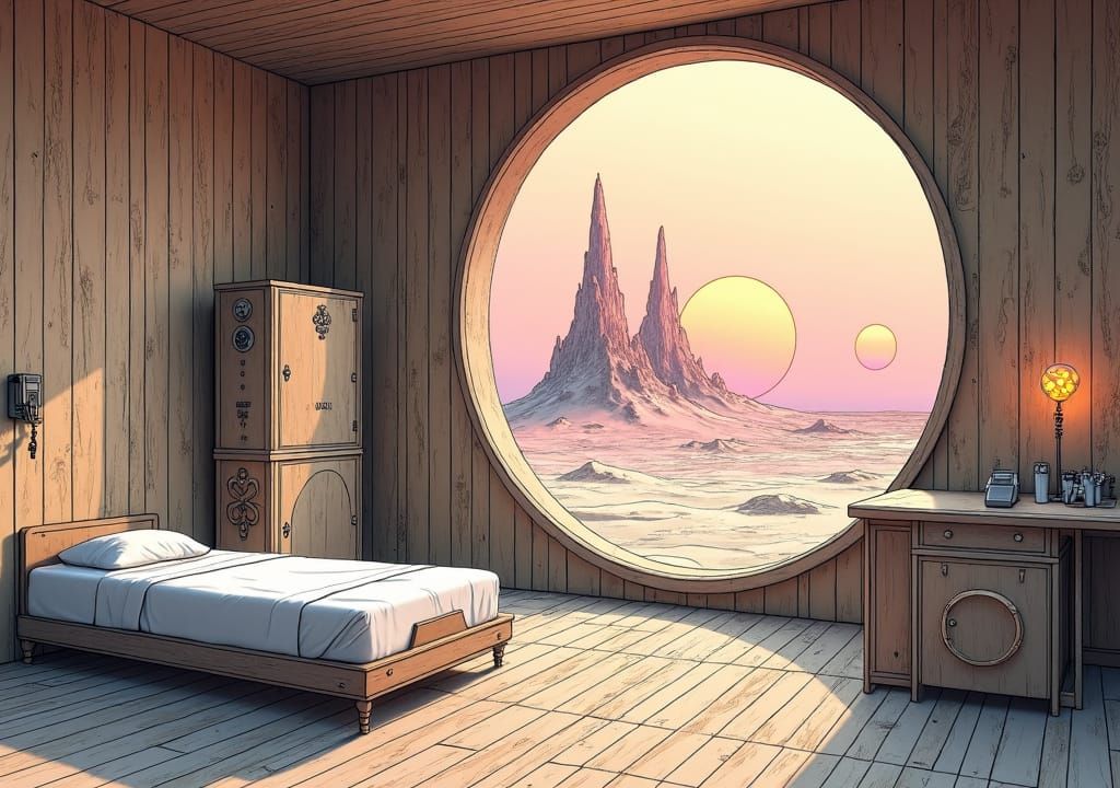 Ethereal Sci-Fi Nurse's Office as Watercolor Art