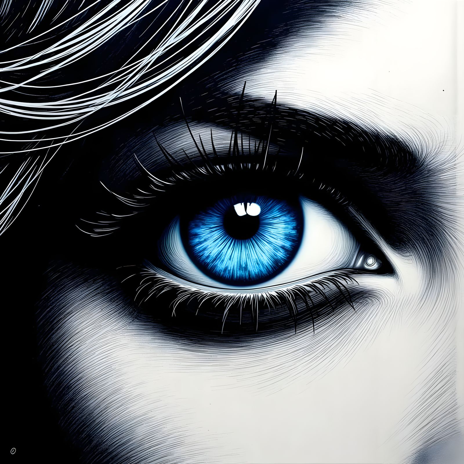 Extreme Close-Up Scratchboard Eye Art