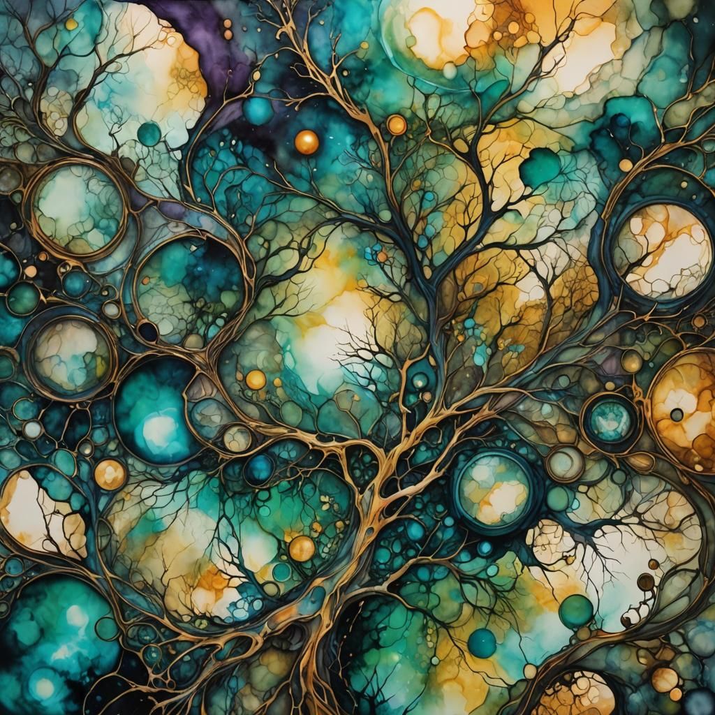 Surreal Dreamscape: Hyperdetailed Alcohol Ink Void