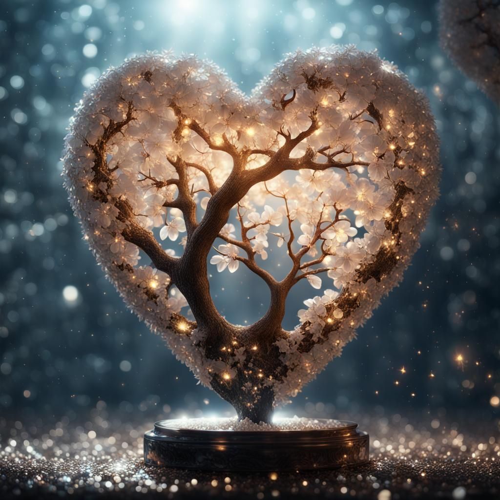 Crystal Heart with Rockpear Tree, CGI Diorama