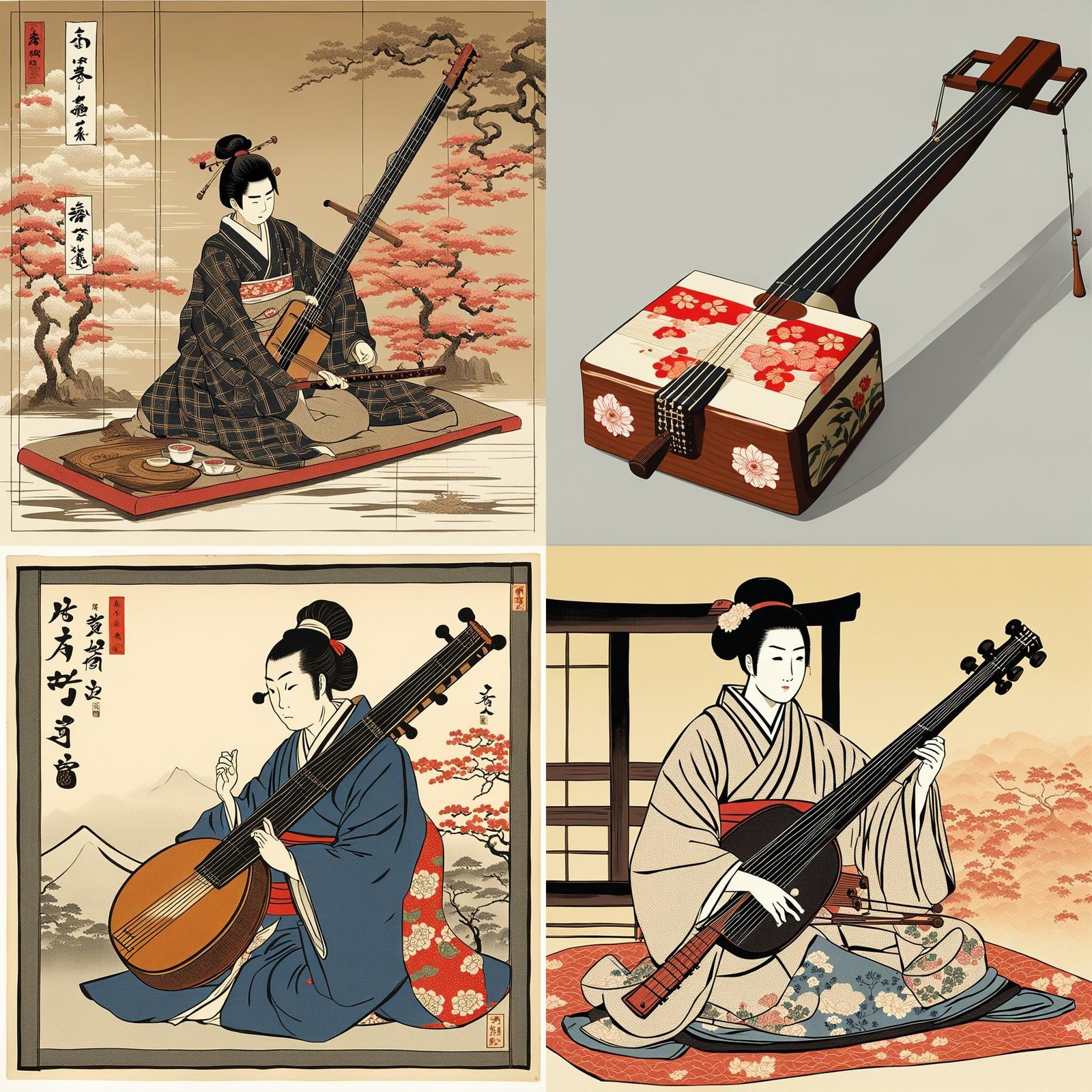 Shamisen Illustration in Anime Style by Studio Trigger