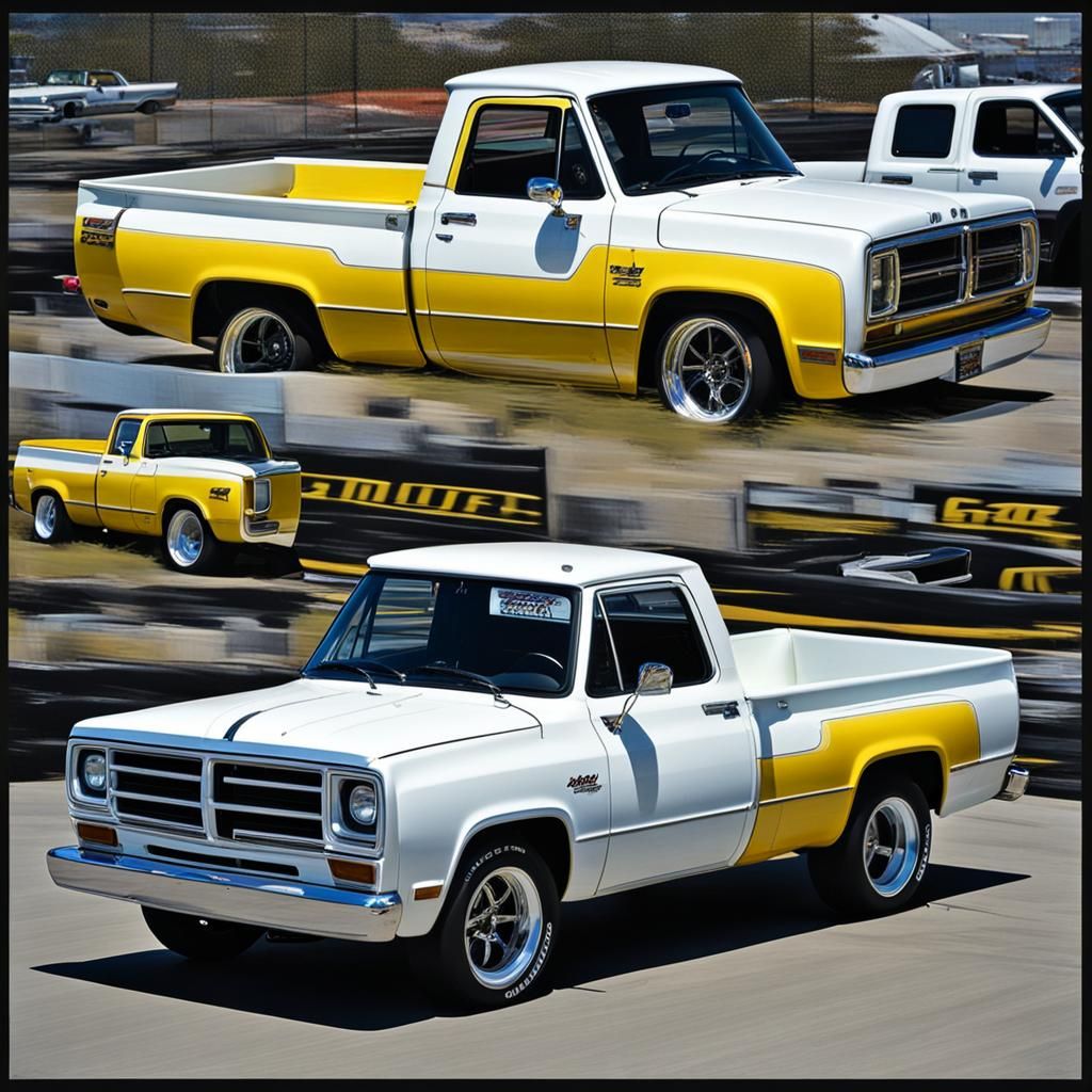 Custom 1989 Dodge D100 Racing Truck, Matte Painting