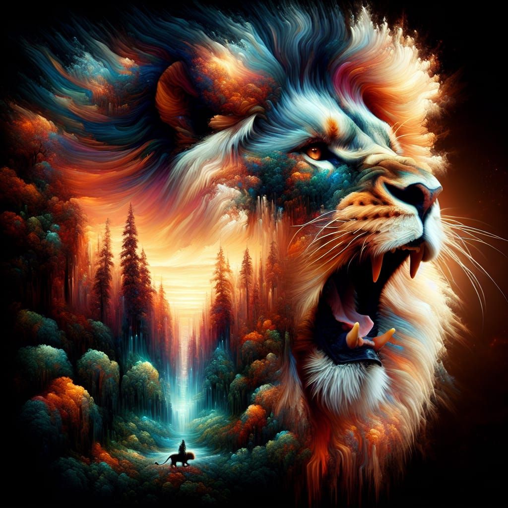 Majestic Lion's Dreamlike Realm