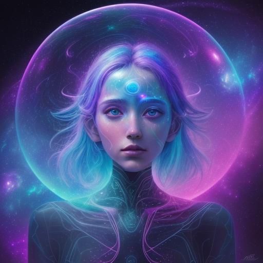 Psychedelic Cosmic Rift in Mixed Media Style