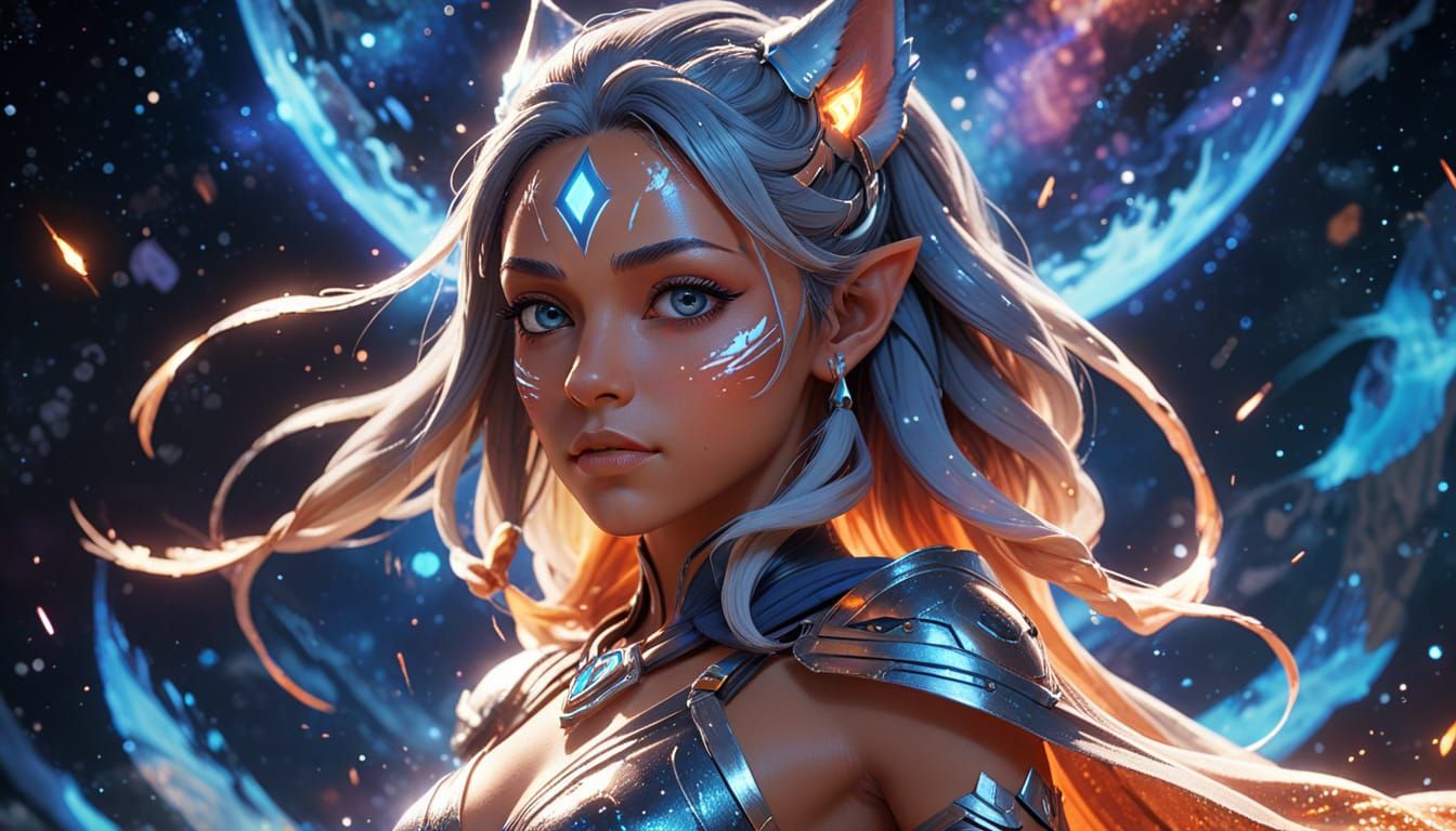 Ethereal Cosmic Goddess Ahsoka in Celestial Splendor