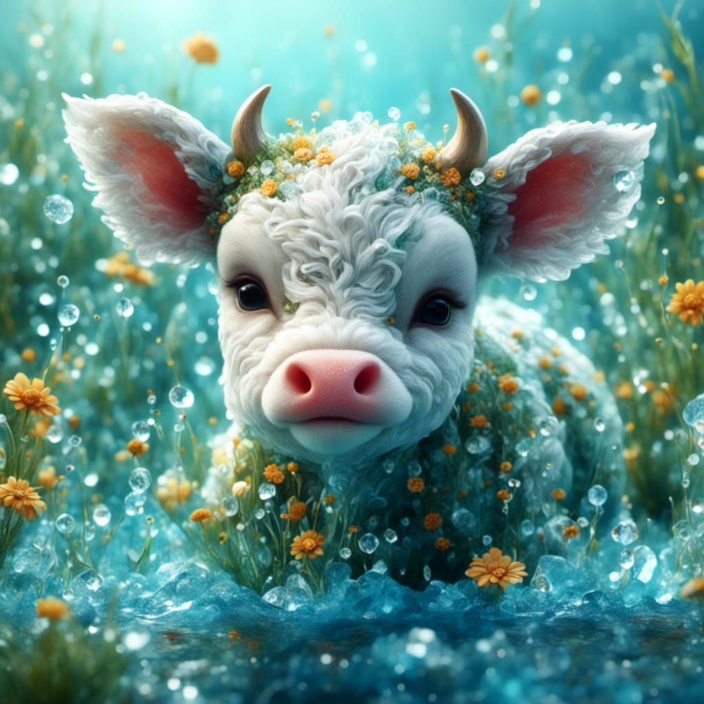 Hyperrealistic Calf Watercolor Illustration