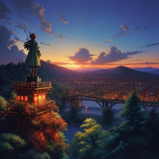 Portland, Oregon in Studio Ghibli Anime Style