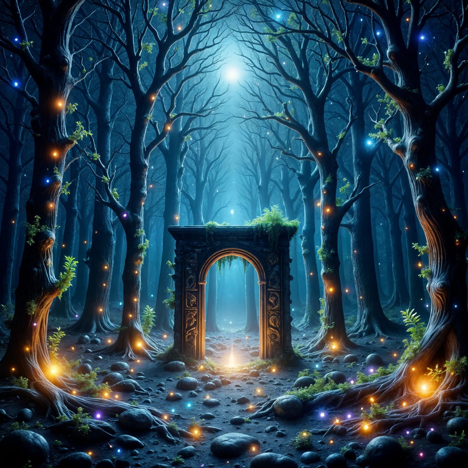 Ancient Trees Shine in Twilight Sanctuary