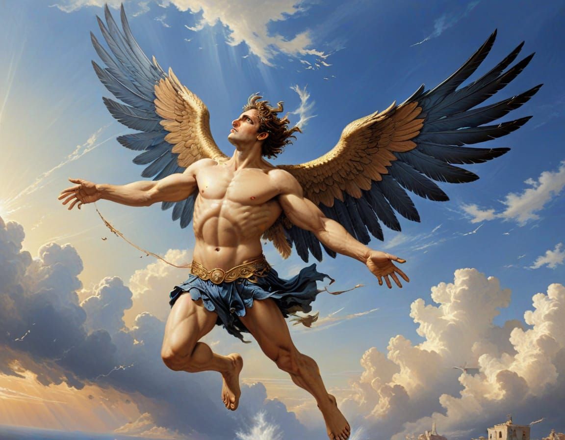 Icarus Falls From The Sky in Mythic Depiction