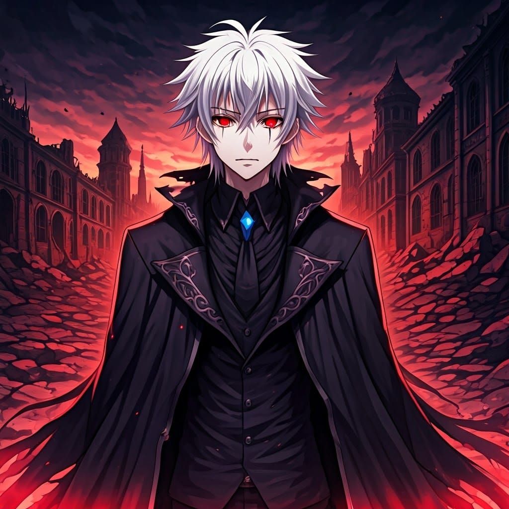 Omnipotent Nephalem King in Ruined Gothic City