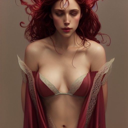 Scarlet Witch Portrait in Hyperdetailed Style