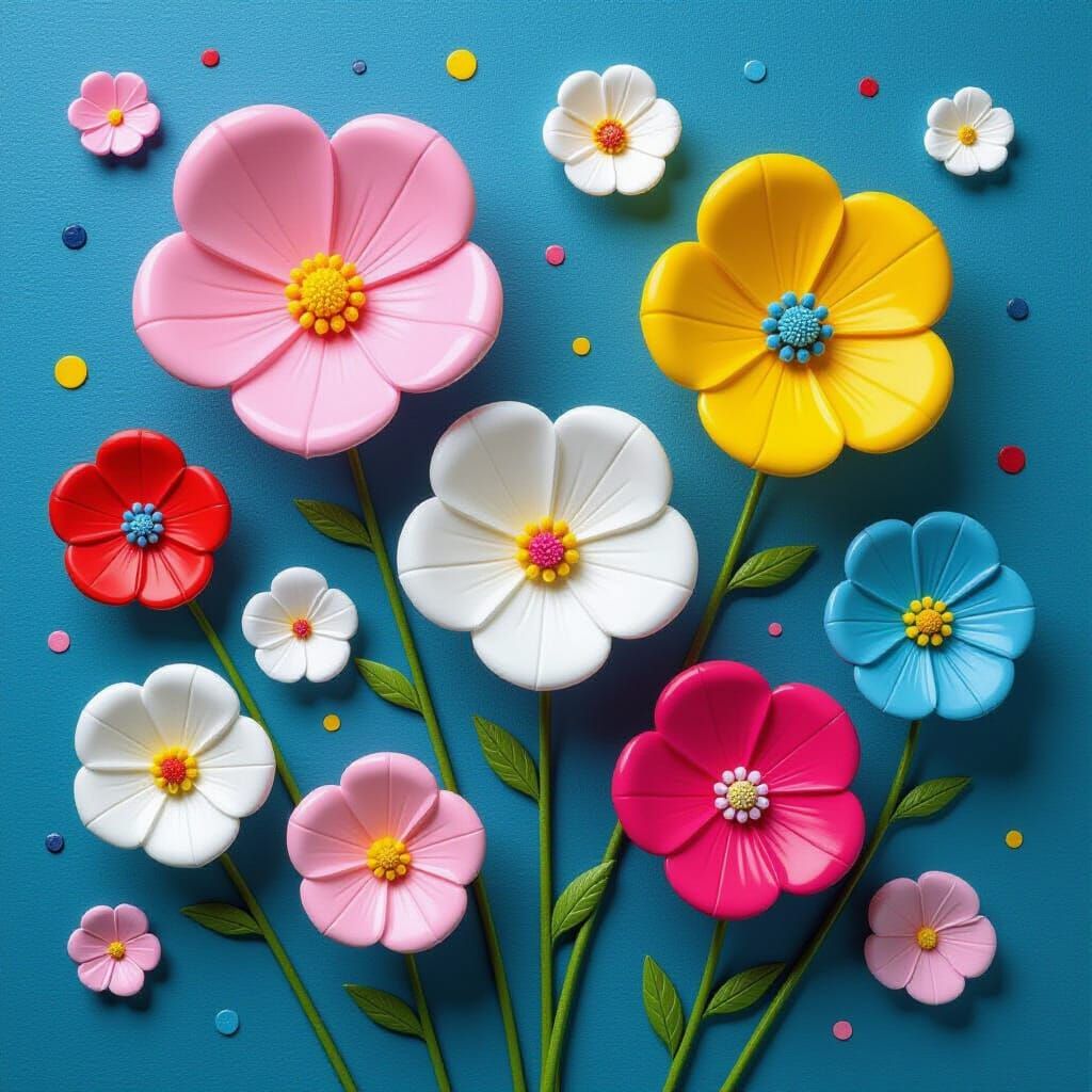 Colorful Flowers in Playful Whimsical Style