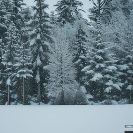 Snowy Forest Scene with Bokeh Effect
