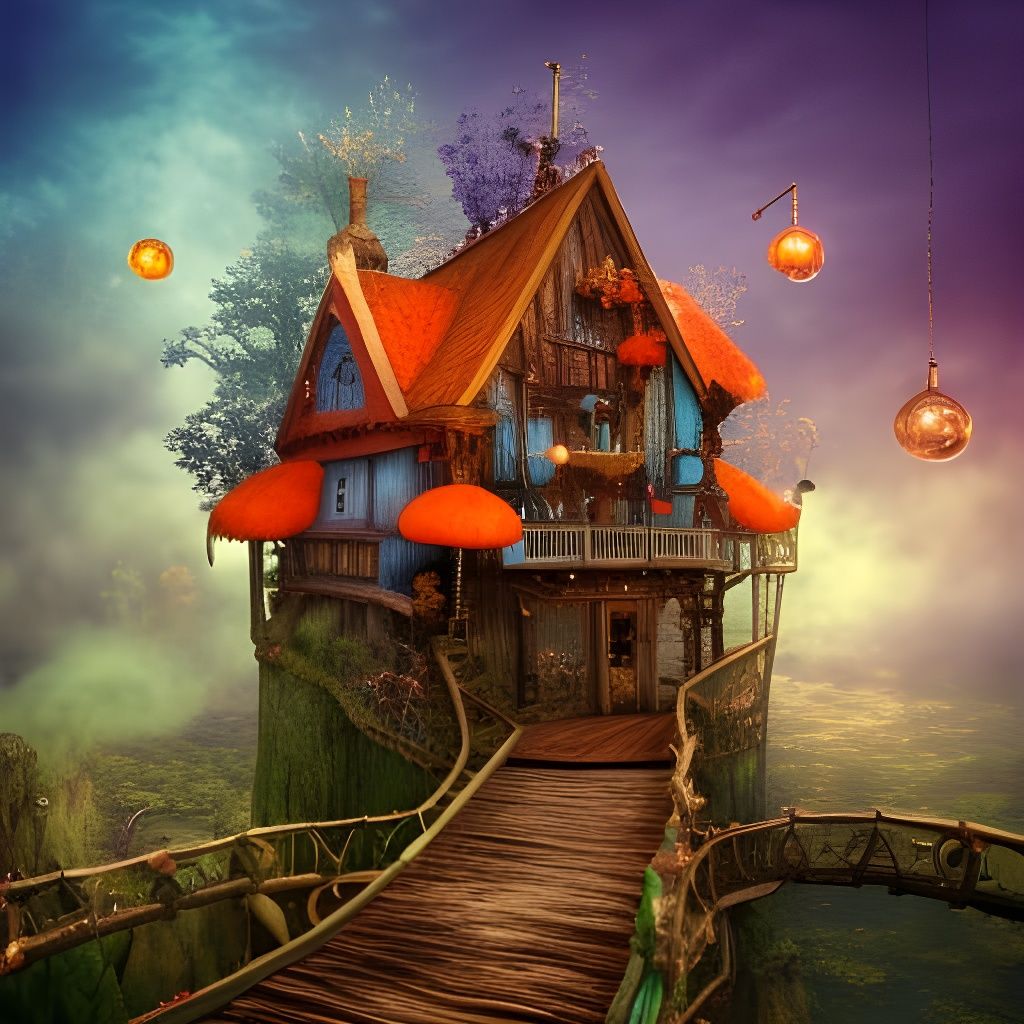 Steampunk Fairy Village in the Clouds