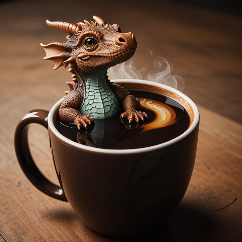 Cute Baby Dragon Smirking in Coffee Mug