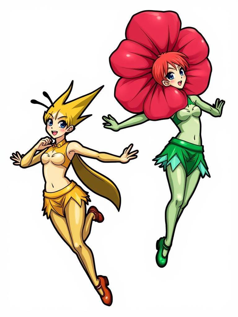 Heroic Magical Girl Duo: Honeybee-Chan and Flower-Chan in An...