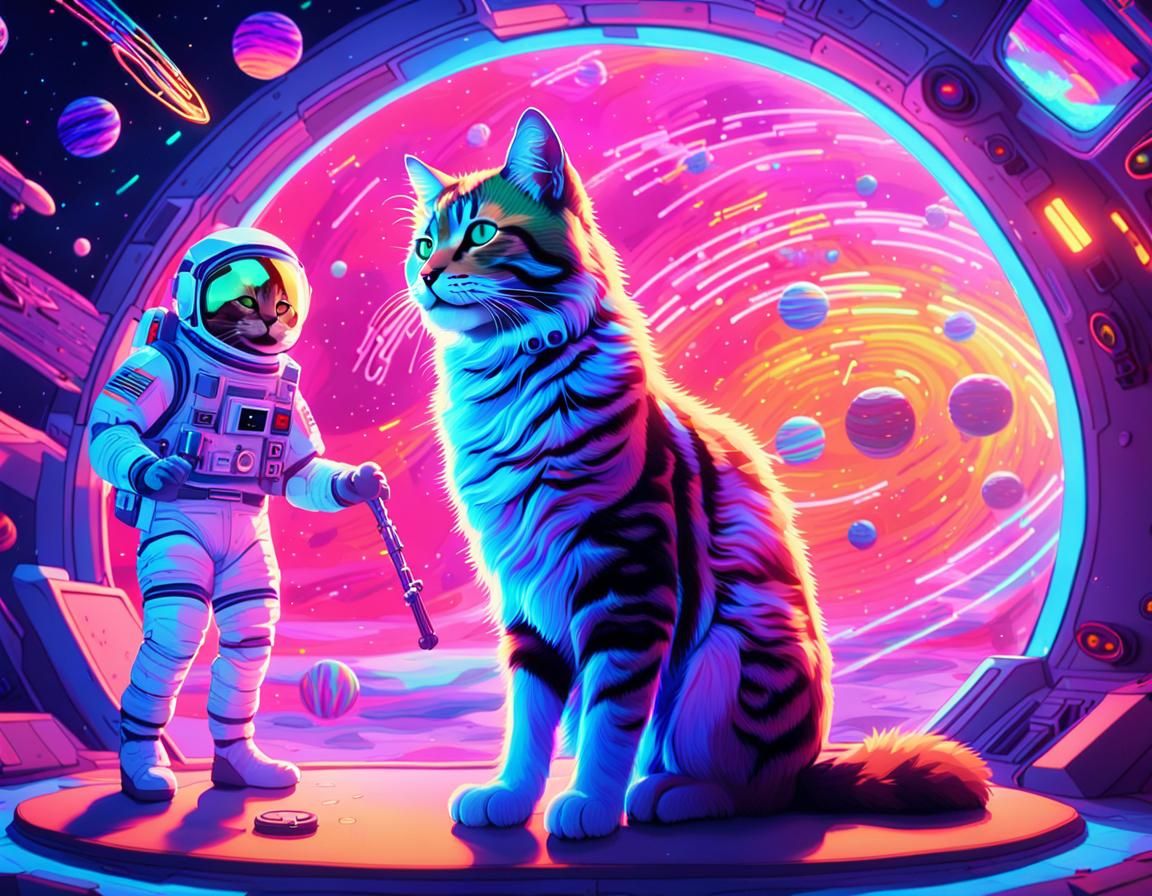 Gigantic Tabby Cat Hologram Greets Astronauts in Futuristic...