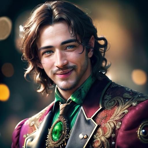 Handsome Steampunk Man Dancing with Adoring Expression