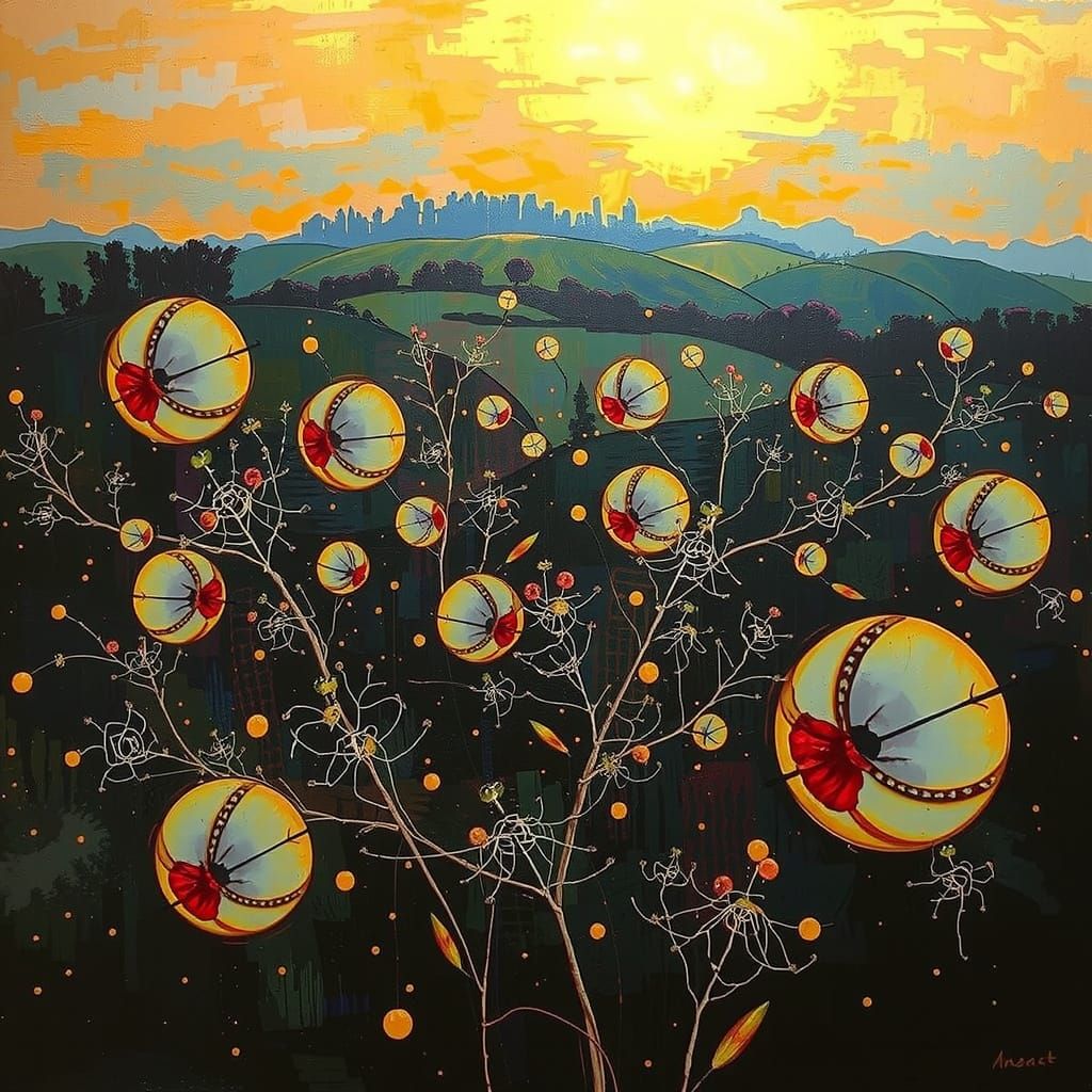 Psychedelic Landscape in Expressionist Abstract Style