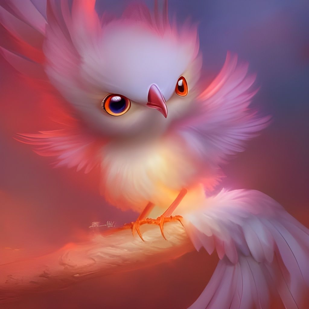 Cute Chibi Phoenix with Luminous Sparkles