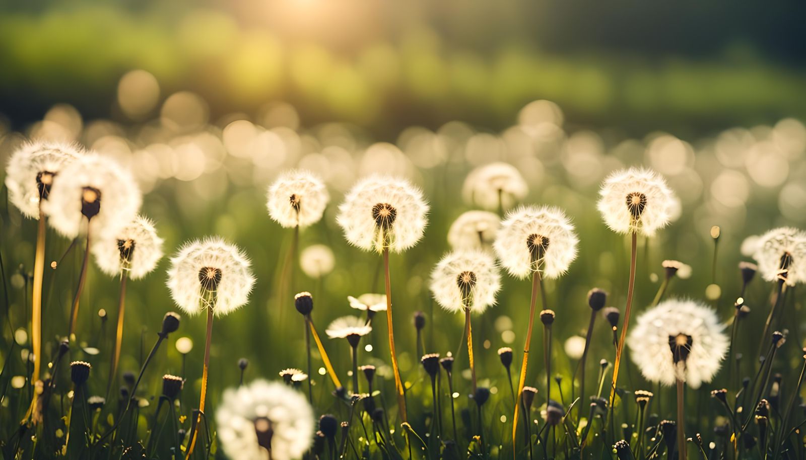 Lush Dandelion Field in Summer Light