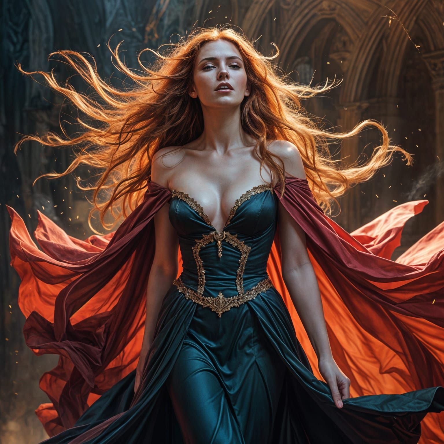 Gorgeous Vampire Lady in Hyperrealistic Splash Art