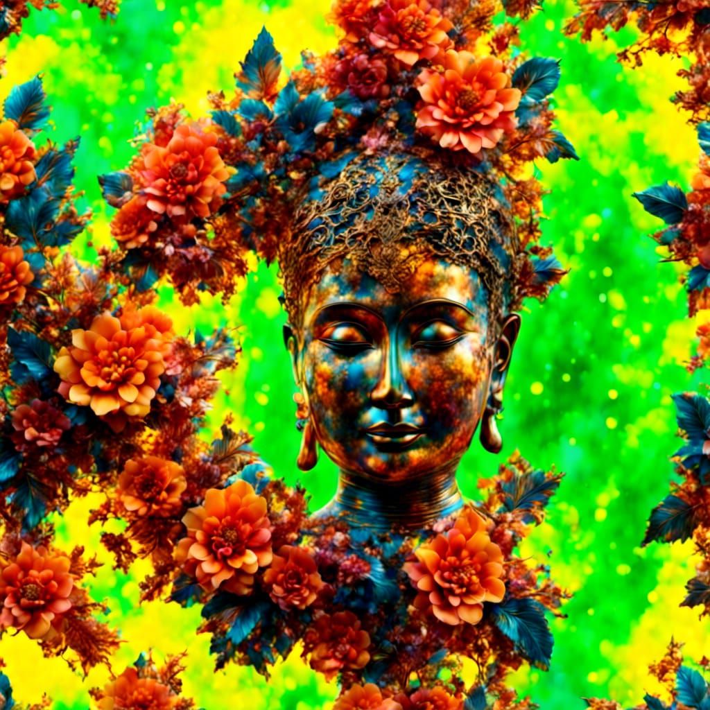 Psychedelic Buddha with Strong Expressions