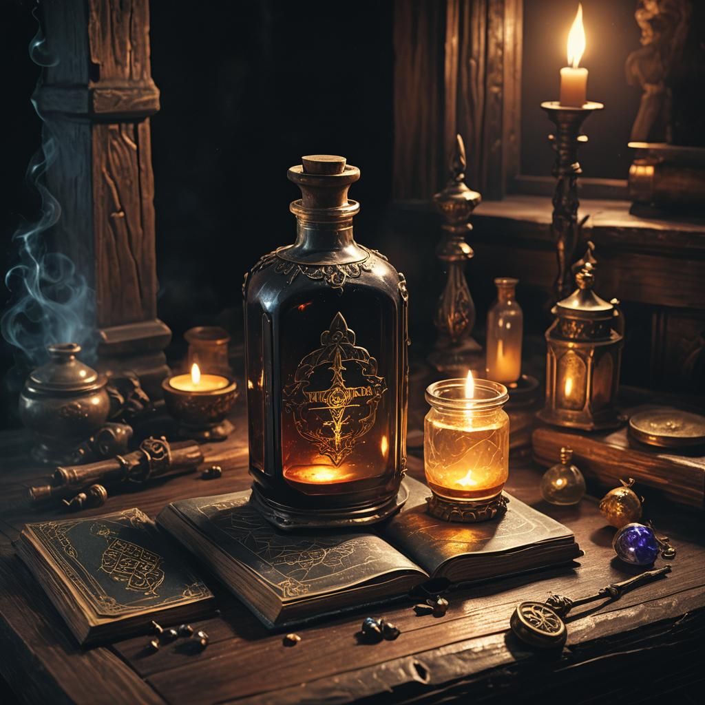 Glowing Potion of Invulnerability on Ancient Altar