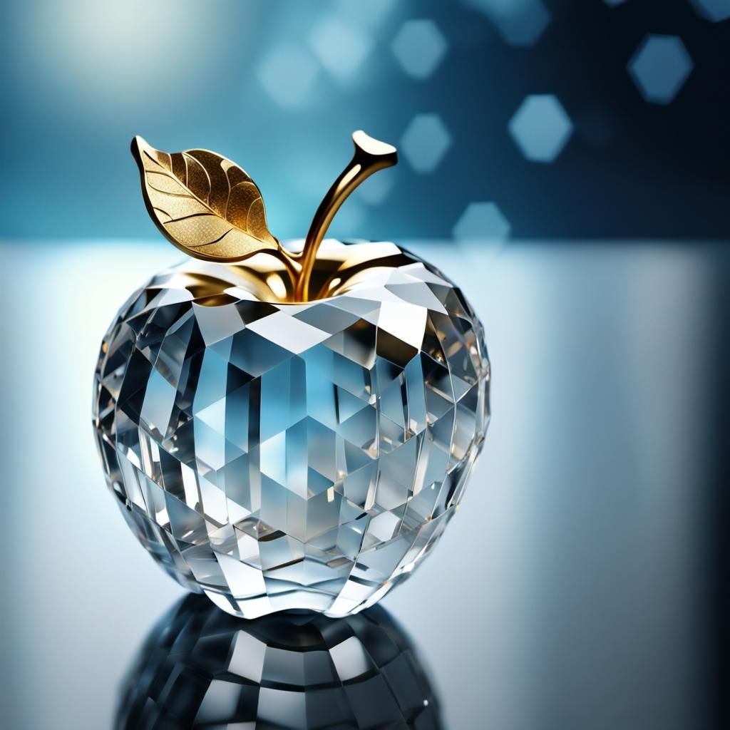 Chiseled Crystal Apple in Ultra-High Definition