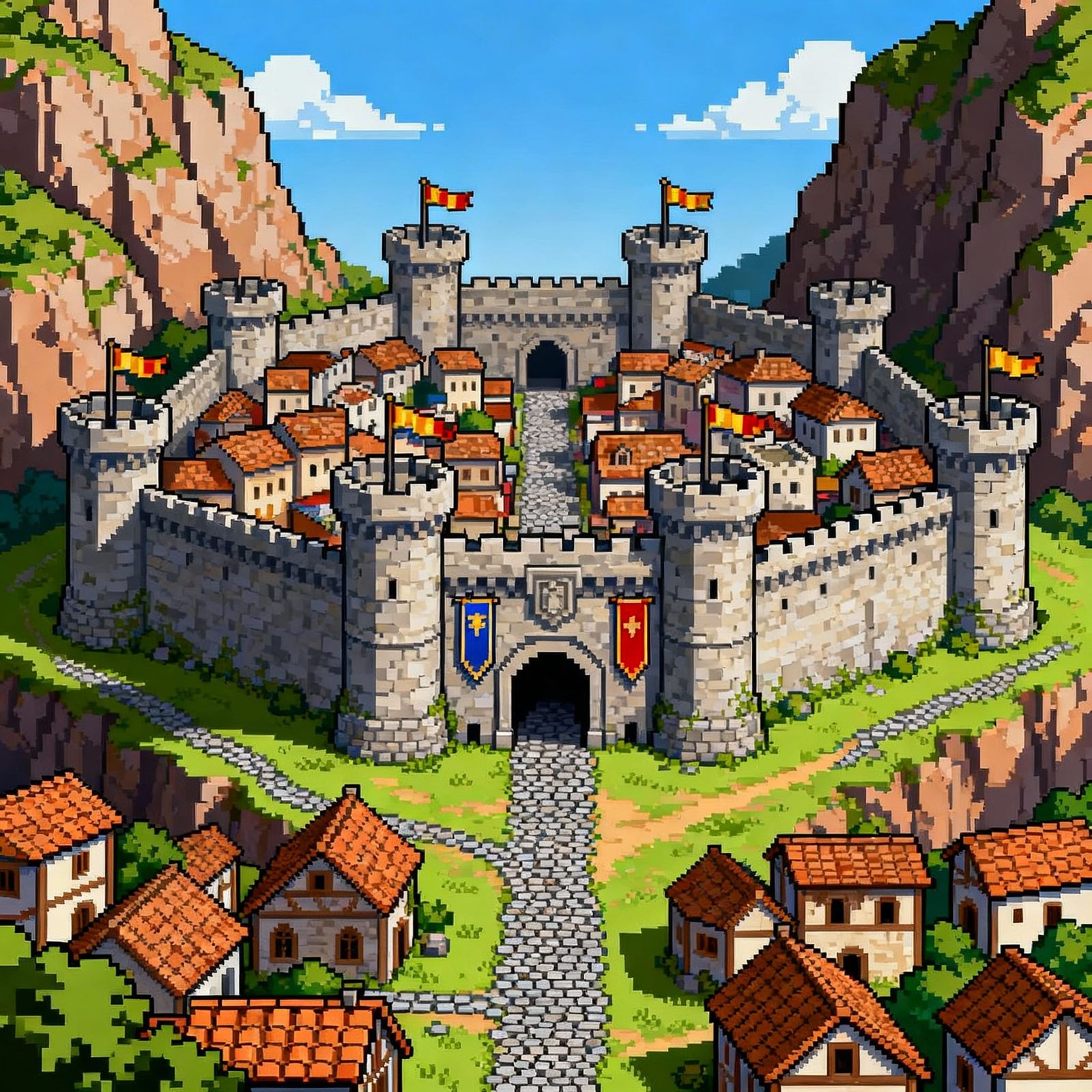 16-Bit Pixel Art Ancient City in JRPG Style