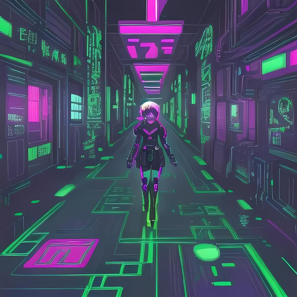 Pixel Art Pacman in Cyberpunk Neon Labyrinth