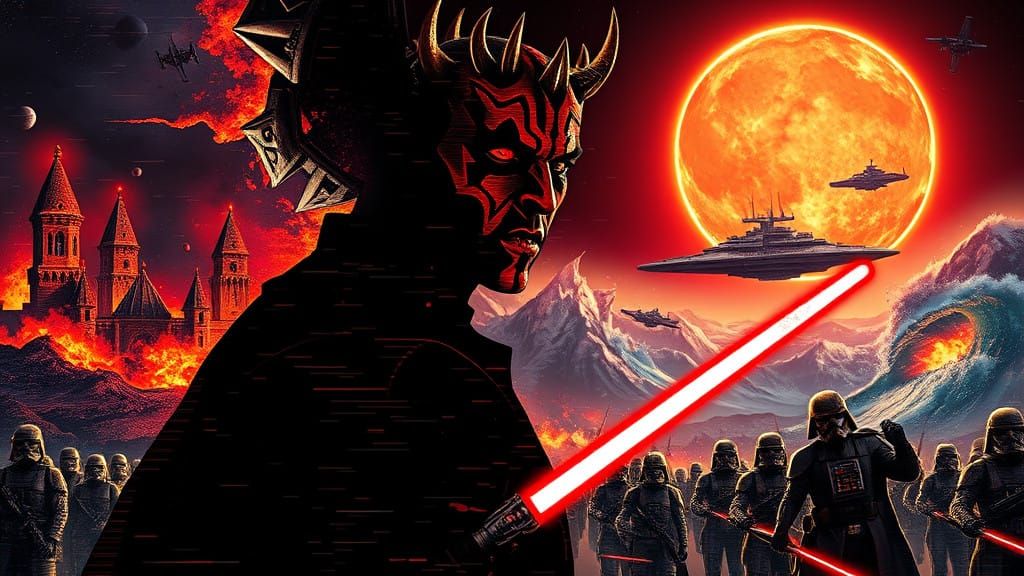 Darth Maul Dominates Cyberpunk Apocalypse in Dark Double-Exp...