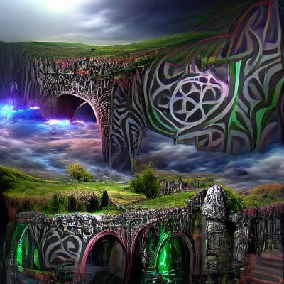 Psychedelic Celtic Portal: Detailed Matte Painting