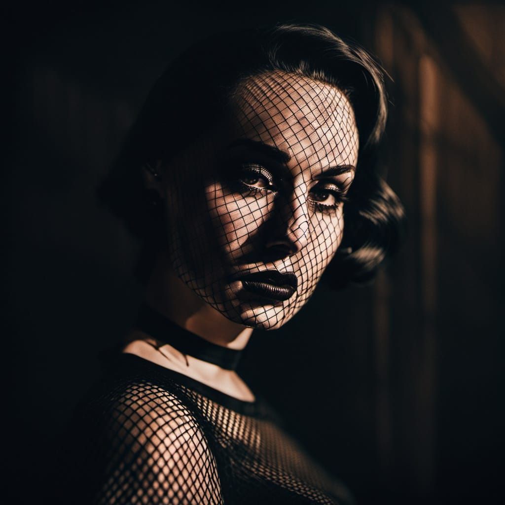 Elegant Film Noir Portrait of Alluring Woman