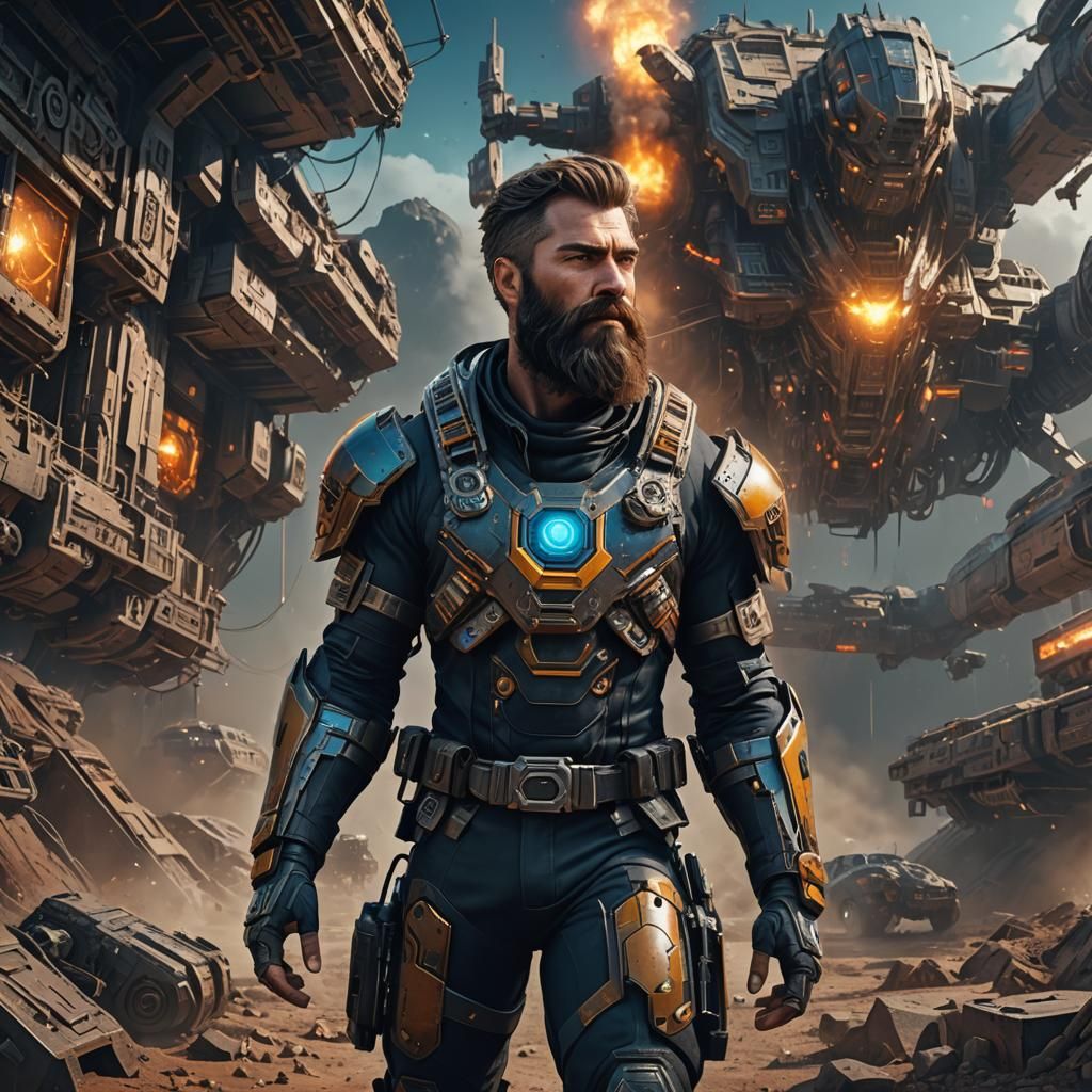 Cyber Pilot Portrait in Detailed Matte Painting Style