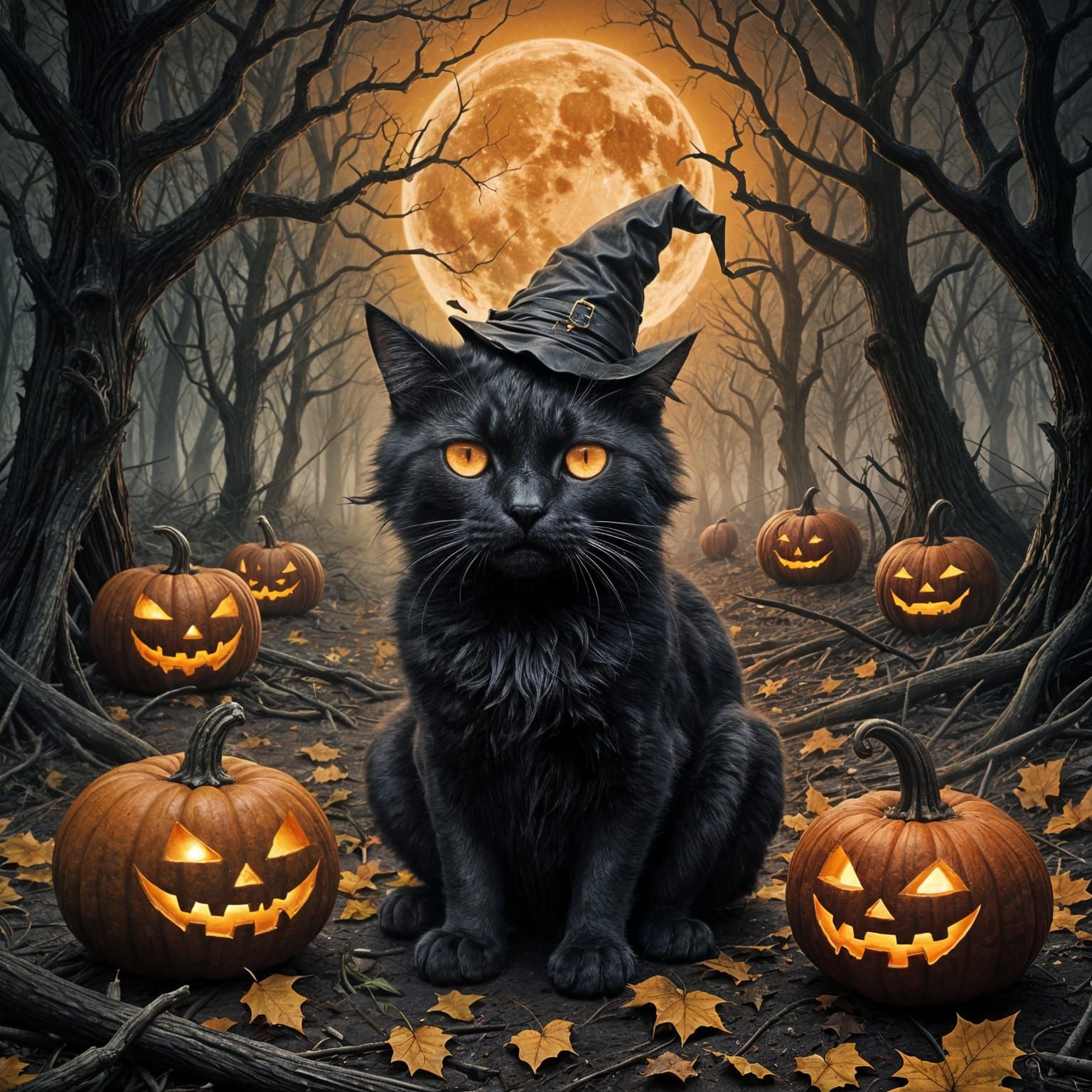 Dark Surrealist Black Cat Digital Painting