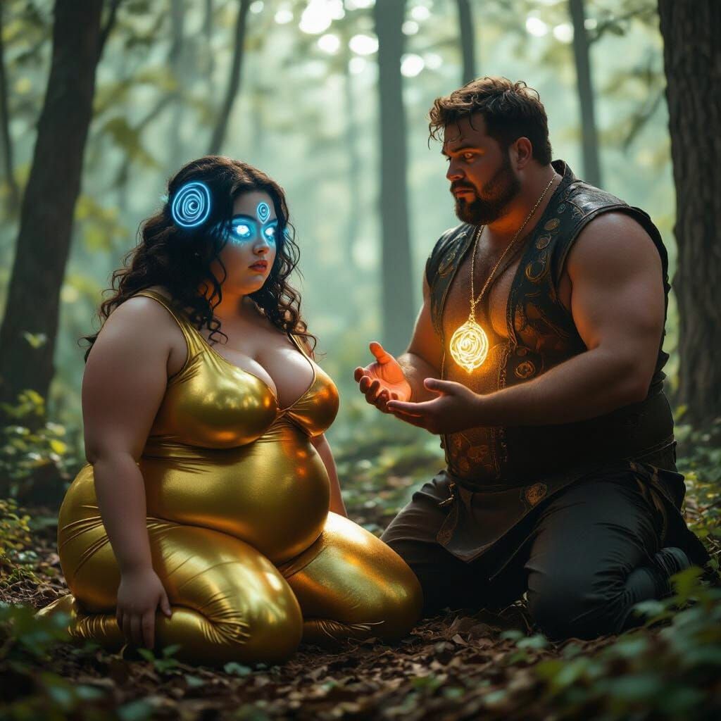 Hypnotized Girl in Forest with Glowing Eyes