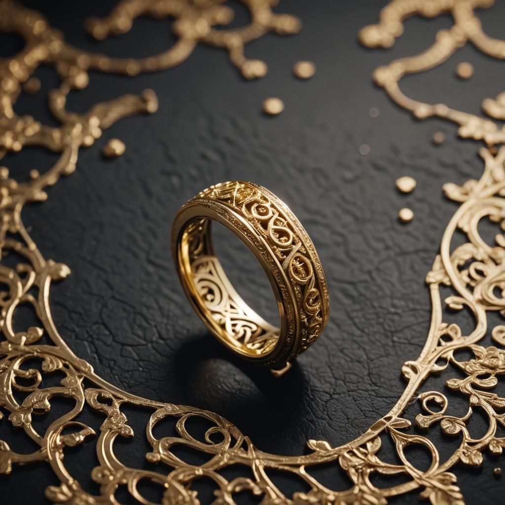 Luxurious 24k Gold Ring with Intricate Designs