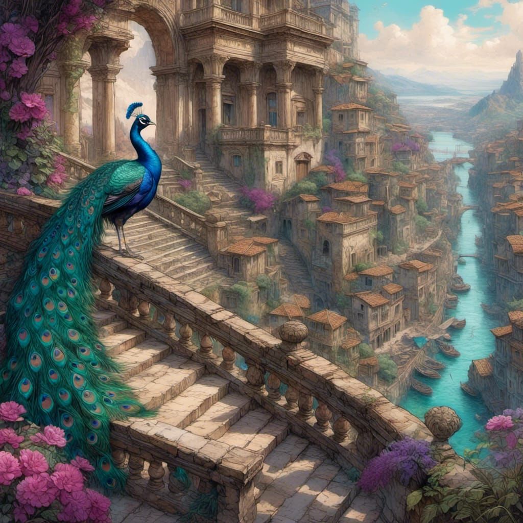 Epic Peacock in Swords and Sorcery Style