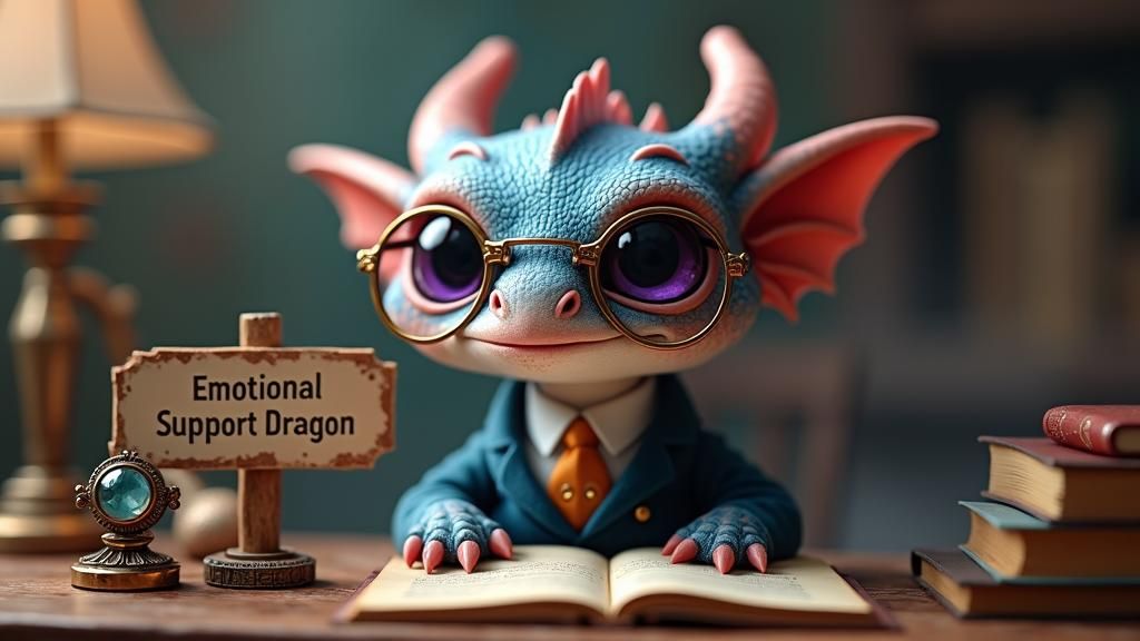 Emotional Support Dragon in Velvet Suit