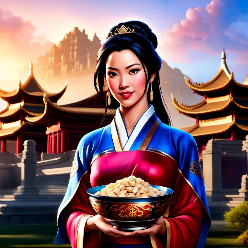 Mulan Portrait with Candy, Hyperdetailed Artgerm Style