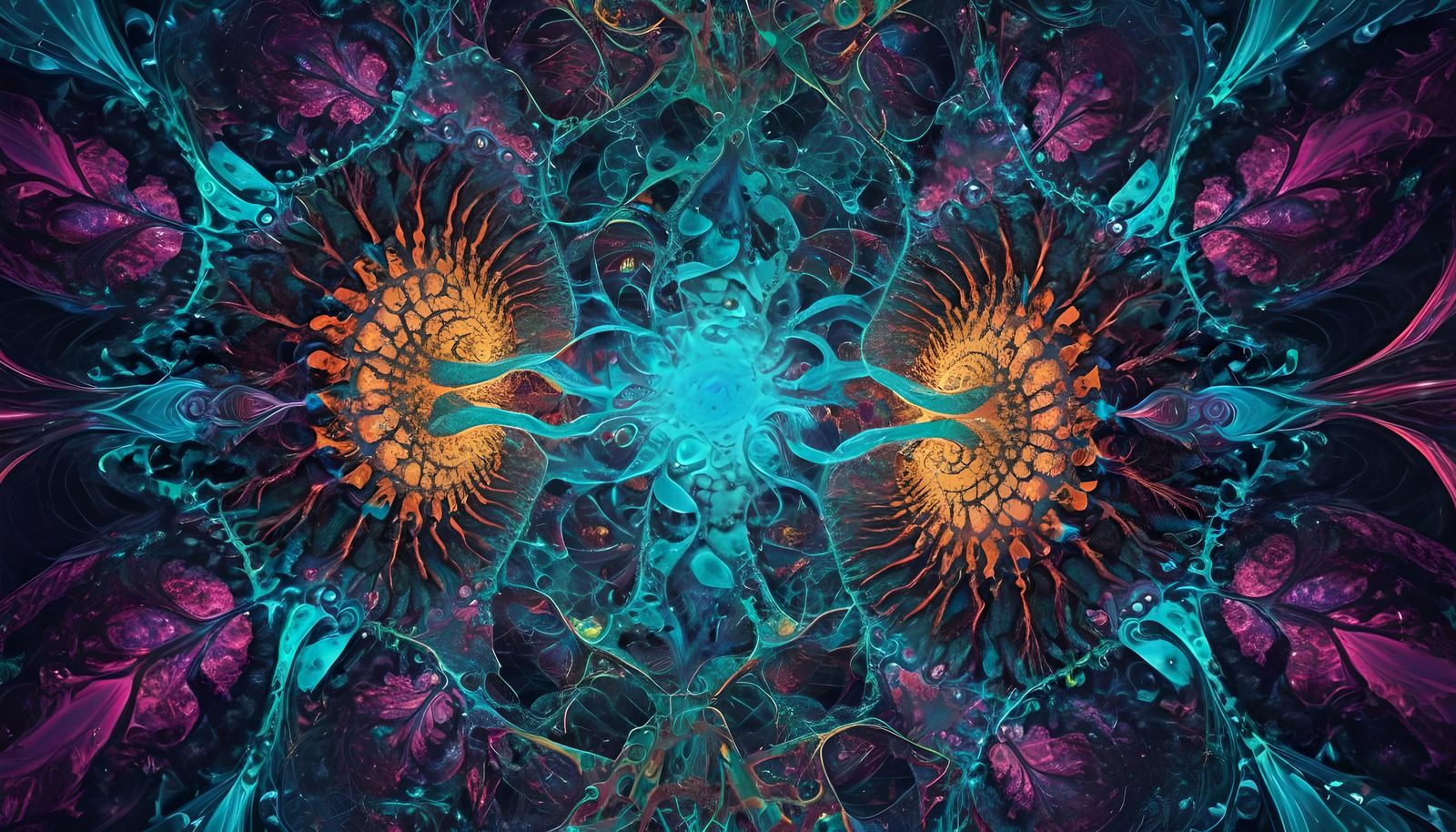 Psychedelic Bioluminescent Fractal Deepsea Immersion